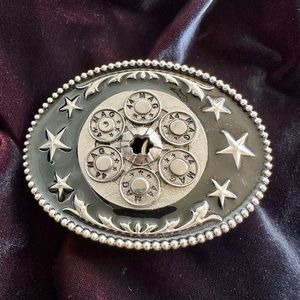 44 Mag Cowboy Western Belt Buckle by Montana Silversmiths Revolver Chamber
